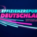 Schwarz-blau-rosanes Foto Logo mit der Aufschrift Effizienzrepublik Deutschland