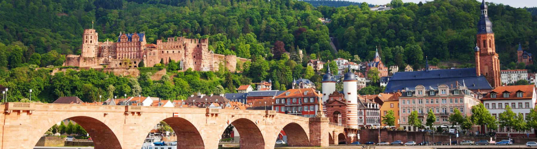 View of the city of Heidelberg on the Neckar River in Germany